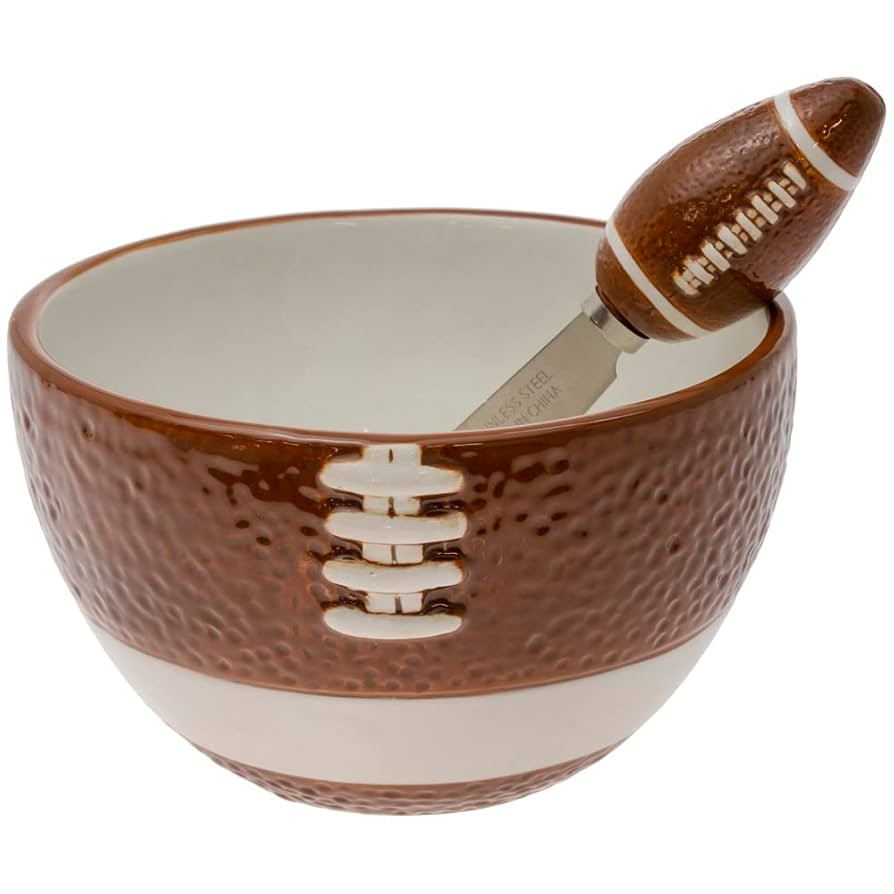 Boston International Serving Set, Super Bowl Football Party Ceramic Bowl and Stainless Steel Spre... | Amazon (US)