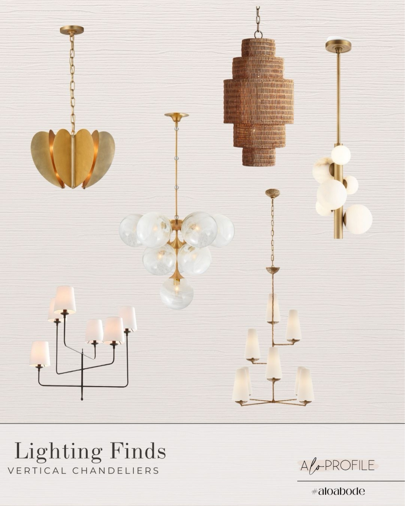 Lighting // vertical lighting, stairwell lighting, chandeliers, modern chandeliers, minimal lighting, airy lighting, globe lighting, visual comfort lighting, brass lighting, stair lighting