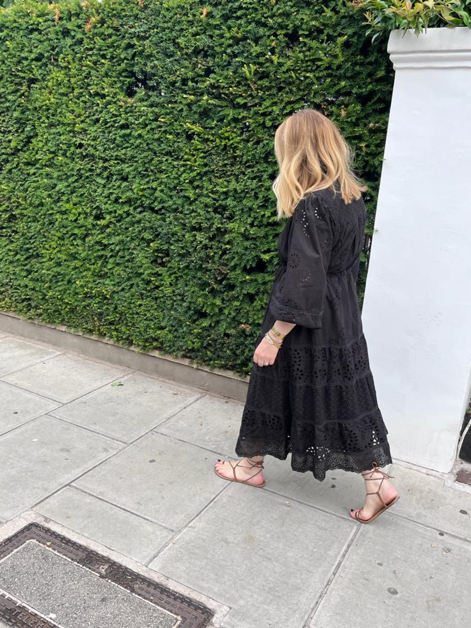 A super-chic black dress for summer. Warehouse, black midi dress, broderie anglaise, Tkees sandals, tan sandals

#LTKSeasonal #LTKsalealert #LTKunder100