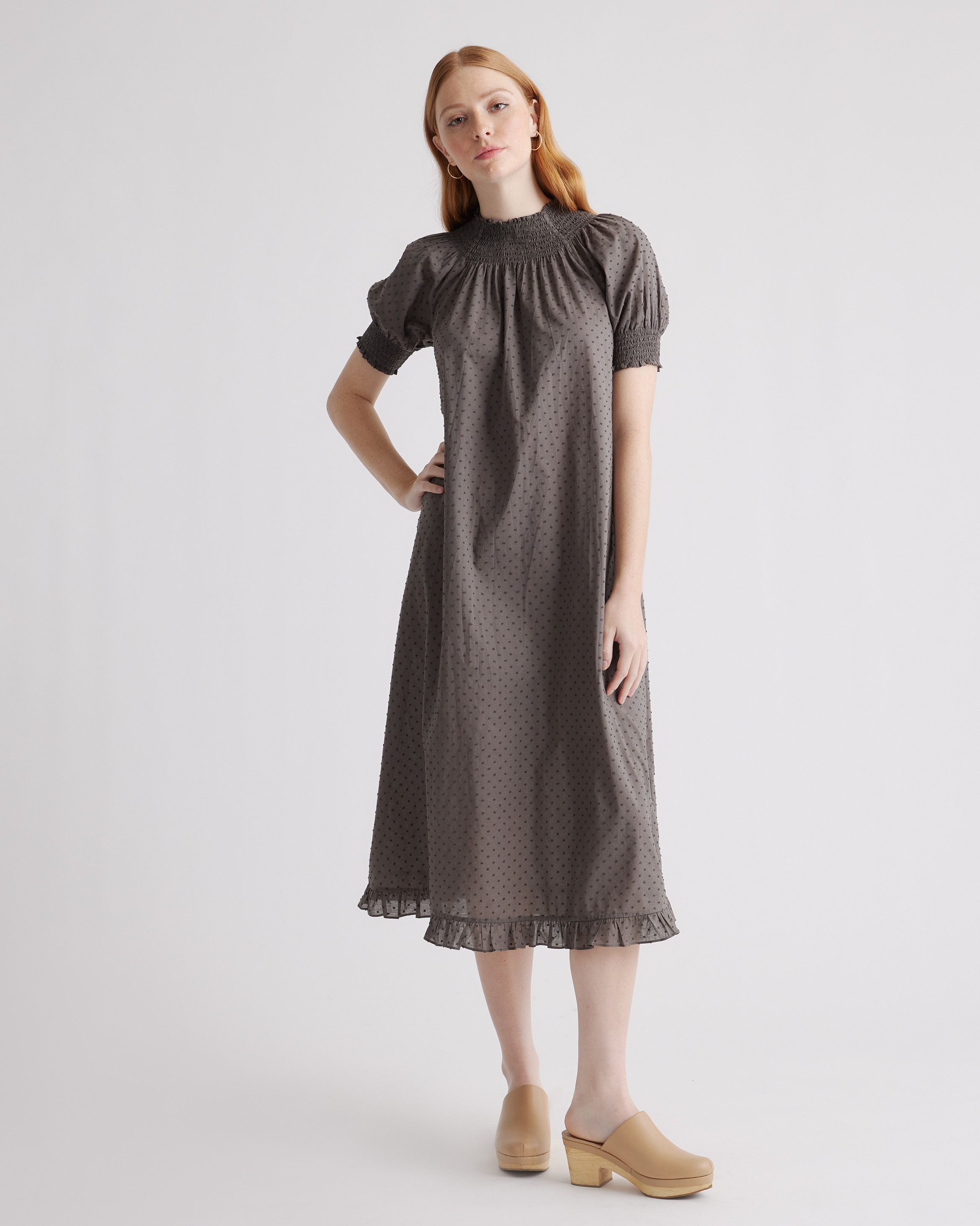 100% Cotton Swiss Dot Midi Dress | Quince