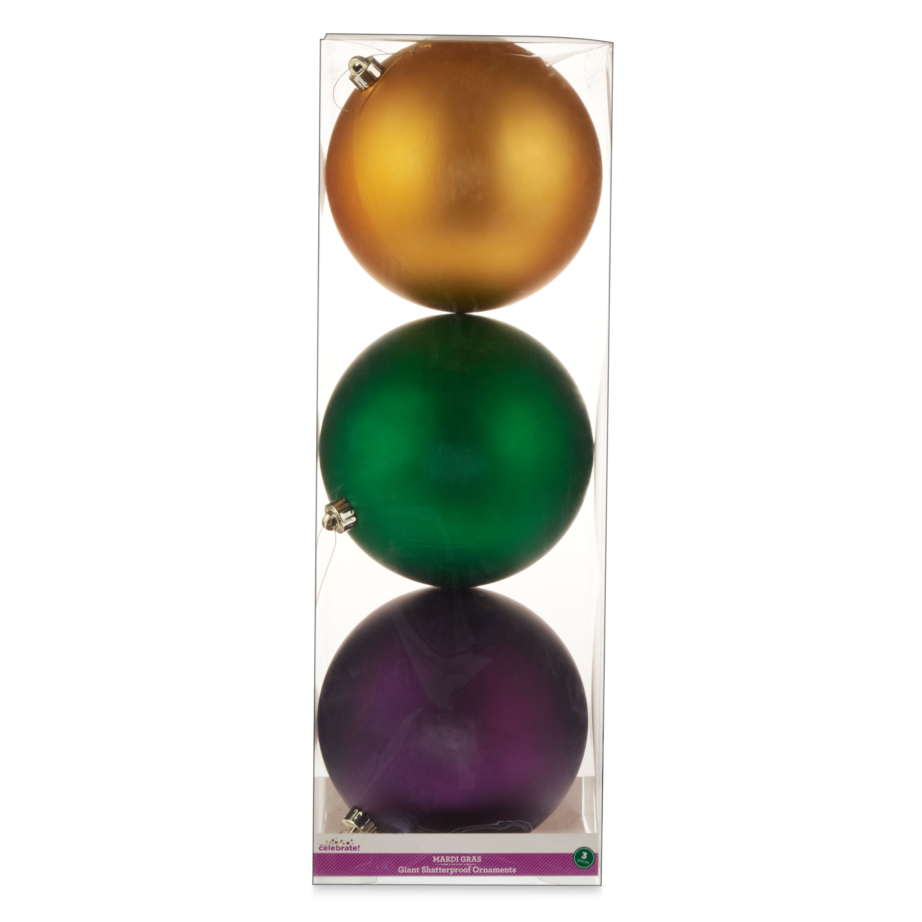 Way To Celebrate Mardi Gras Giant Shatterproof Ornaments, 3 Count | Walmart (US)