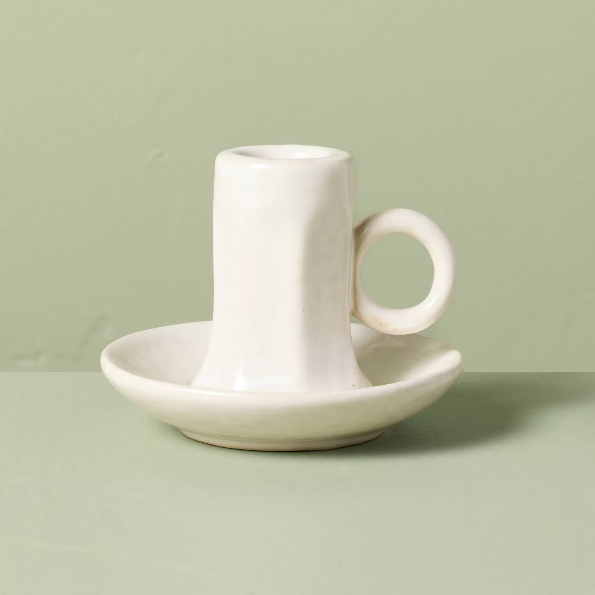 3"x4" Faceted Ceramic Taper Candle Holder Cream - Hearth & Hand™ with Magnolia | Target