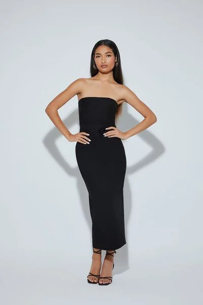 Strapless Slit Midi Dress | Forever 21