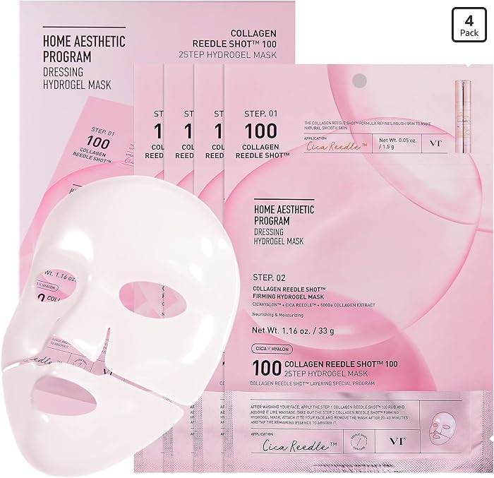 VT COSMETICS Collagen Reedle Shot 100 2-Step Hydrogel Mask (34.5g x 4ea), Firming & Elasticity Ca... | Amazon (US)