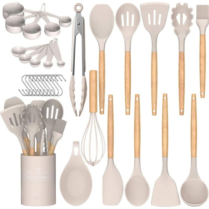 Textiles Hub 33 Piece Cooking Utensil Set with Utensil Crock & Reviews | Wayfair | Wayfair North America