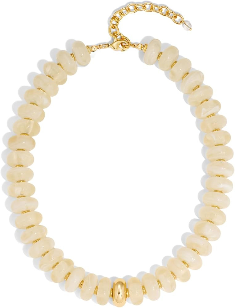 Beaded necklace for Women Boho Bead Gemstone Chunky Necklace Big Bead Necklace Fashion Trendy Sum... | Amazon (US)