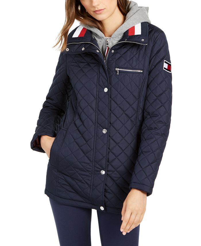 Tommy Hilfiger Hoodie Quilted Coat & Reviews - Coats & Jackets - Women - Macy's | Macys (US)