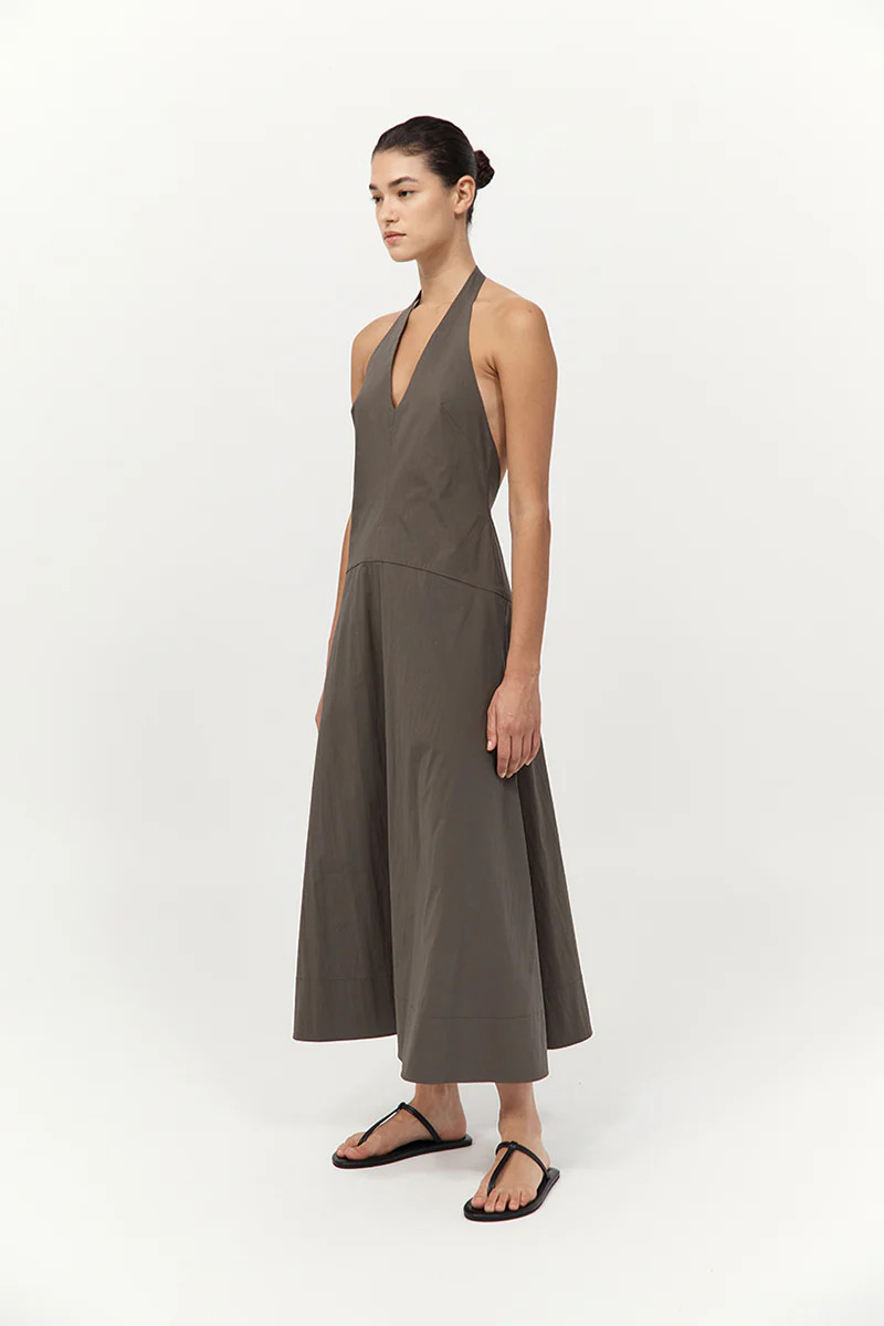 Halter Plunge Dress - Khaki | St. Agni (US, UK, EU)