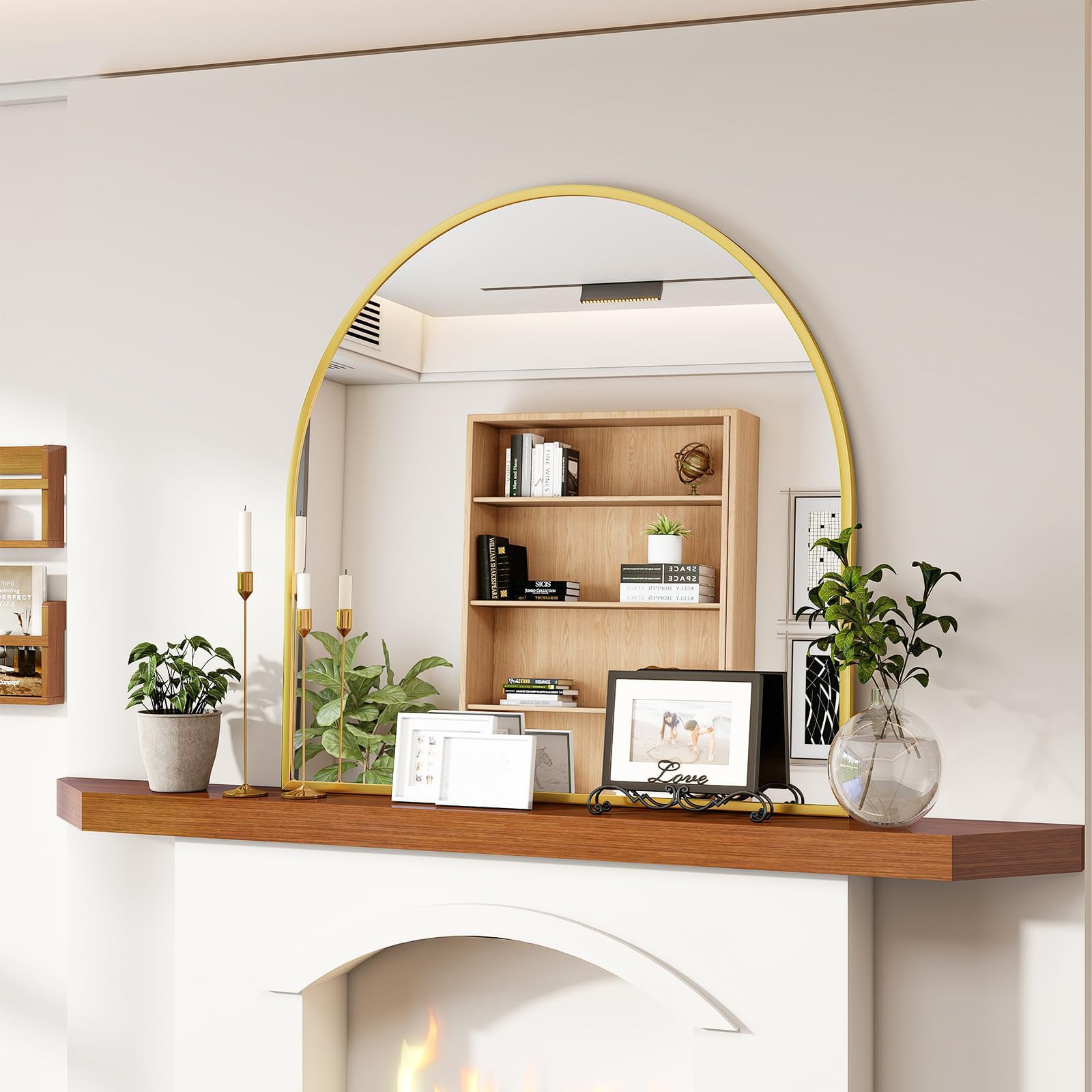Arched Wall Mirror, 31 x 32 inch Wide Arch Bathroom Mirror, Wall Mounted Vanity Mirror with Arch ... | Amazon (US)