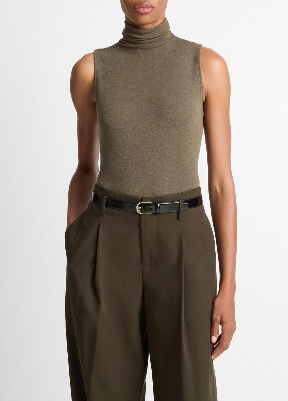 Women's Sleeveless Turtleneck, Heather Cypress, Size XL Vince | Vince LLC