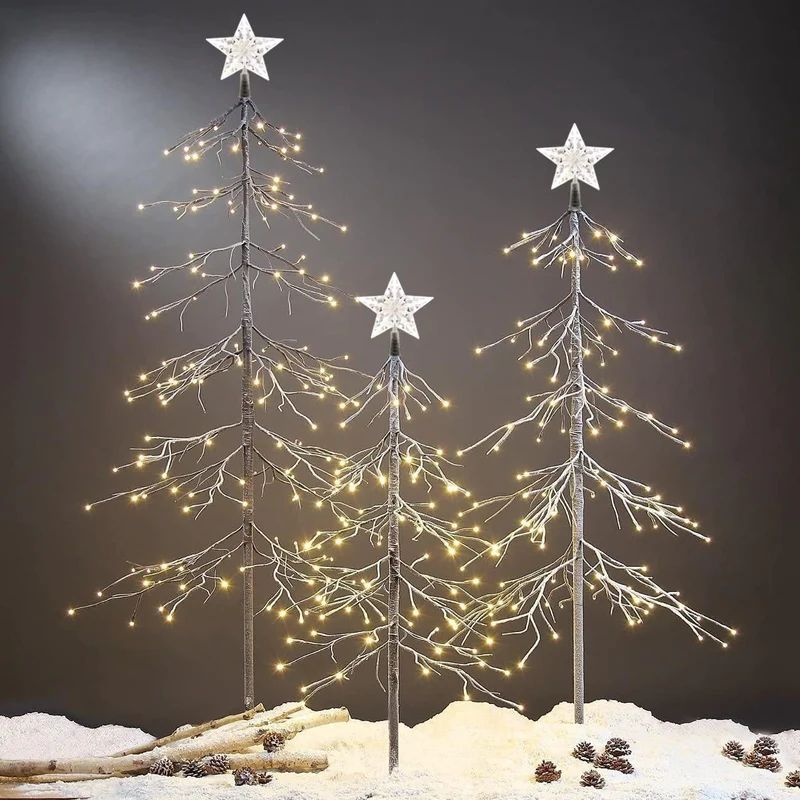 Lightshare Snowy Fir Tree: Christmas Tree with Warm White Lights – Indoor and Outdoor Options a... | E Home International