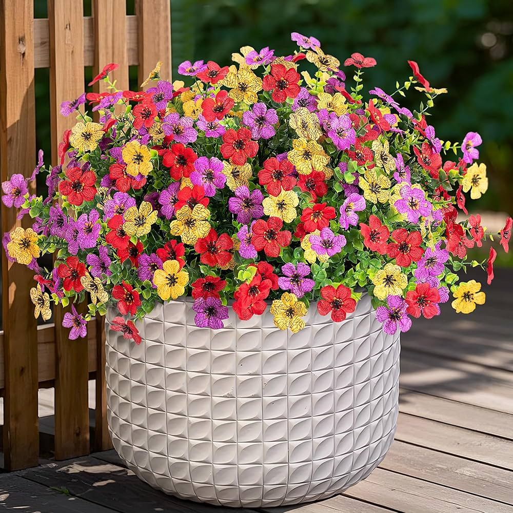 Artificial Fake Plants Flowers for Outdoor Spring Summer Decor, 12 Bundles Faux Silk Daisy for Pl... | Amazon (US)
