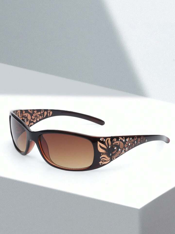 1pc Women's Y2K Floral Embossed Small Square Frame Fashion Glasses, Suitable For Daily And Party Use | SHEIN