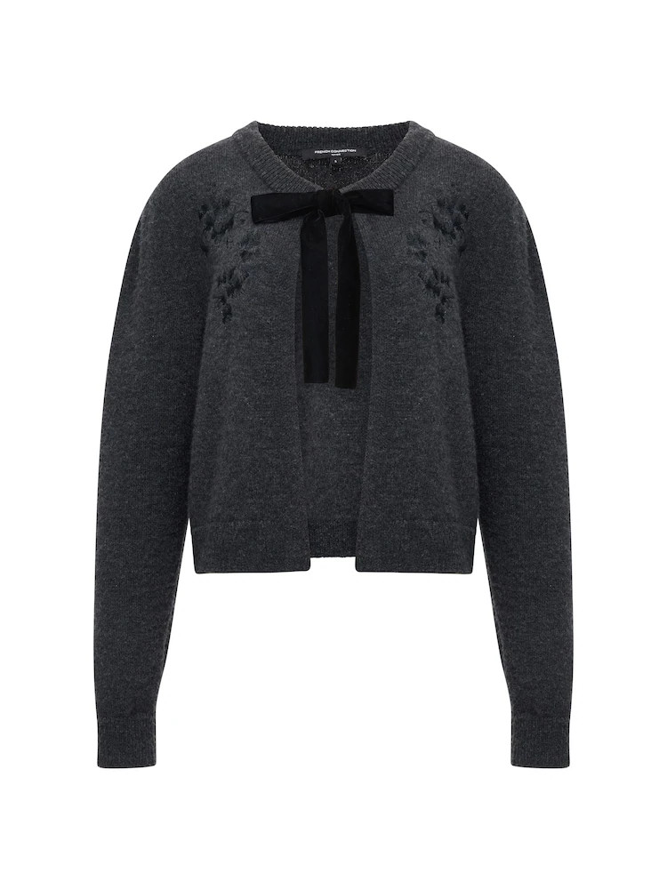 French Connection Grey Irma Front Bow Cardigan | Next US
