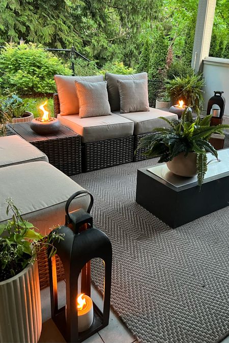 Outdoor living: firebowls are just the perfect evening ambiance! I have the large round fire bowls on side tables. The smaller 4” ones fit perfectly in my Target lanterns! 
Feels like Summer has arrived✨
Outdoor patio

#LTKHome #LTKSeasonal