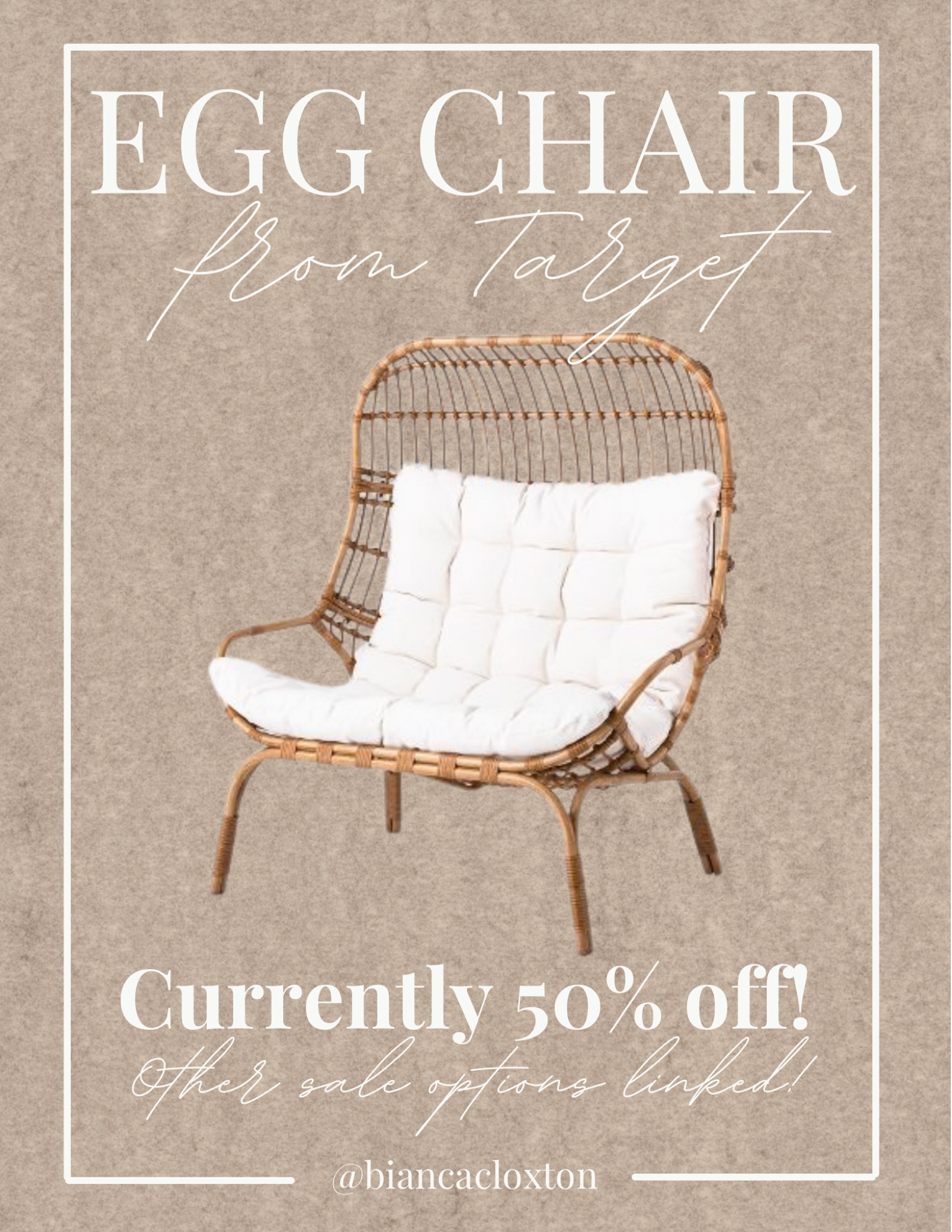 ✨HURRY✨ Egg Chair from Target currently 50% off!! 
Multiple other sale options linked!

Patio furniture, Wicker, Egg Char, Round Chair, Outdoor furniture 



#LTKhome #LTKFind #LTKsalealert