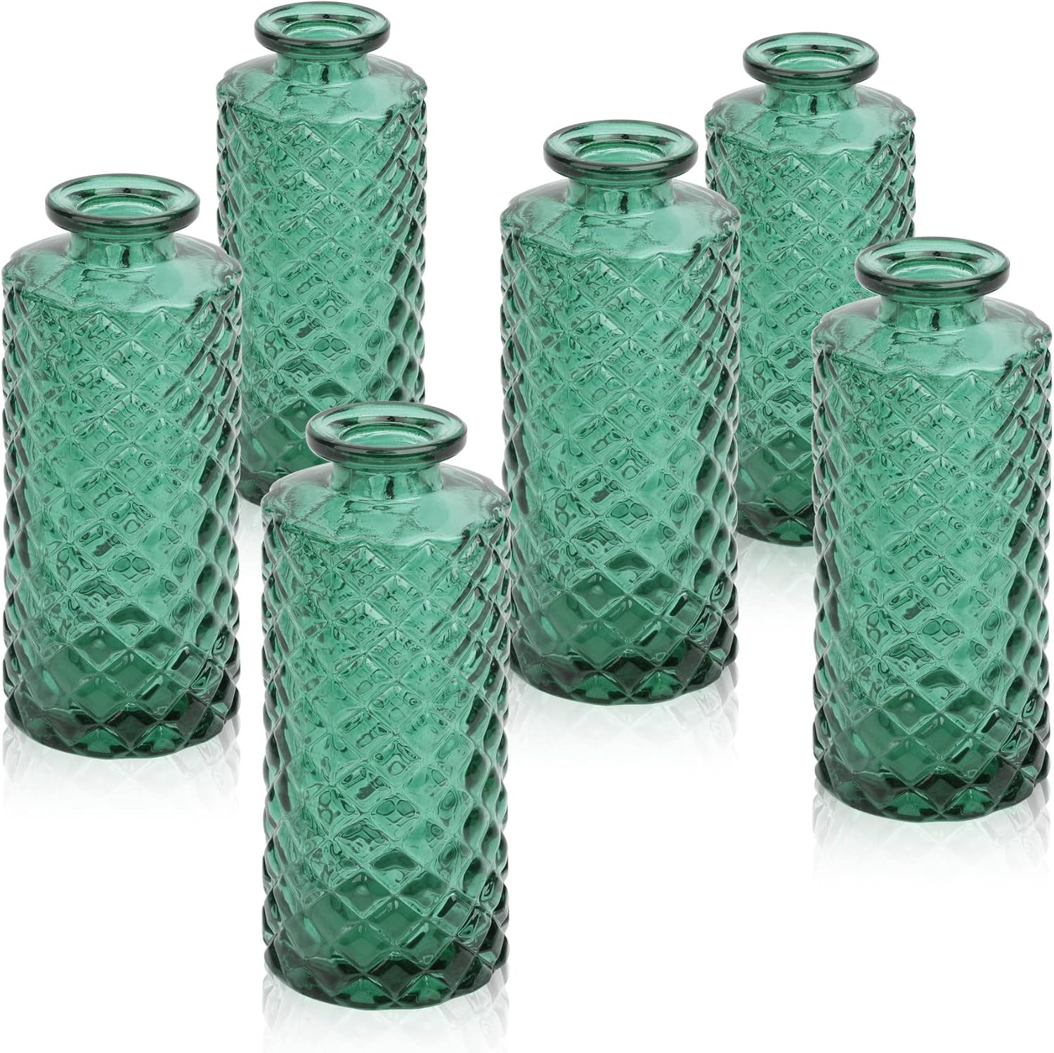 ComSaf Glass Bud Vases Set of 6, Small Diamond Bud Vases in Bulk, Mini Flowers Vases for Centerpi... | Amazon (US)