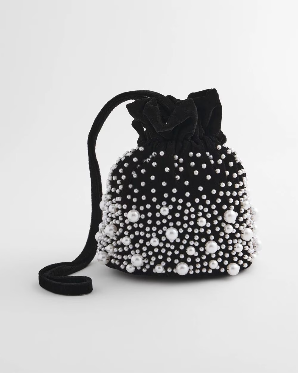 Faux Pearl & Velvet Crossbody Bucket Bag | Chico's