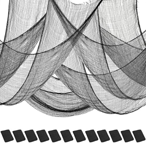 Legigo 12 Pack Black Halloween Creepy Cloths Cheesecloths, Spooky Black Mesh Fabric Cheese Cloths... | Amazon (US)