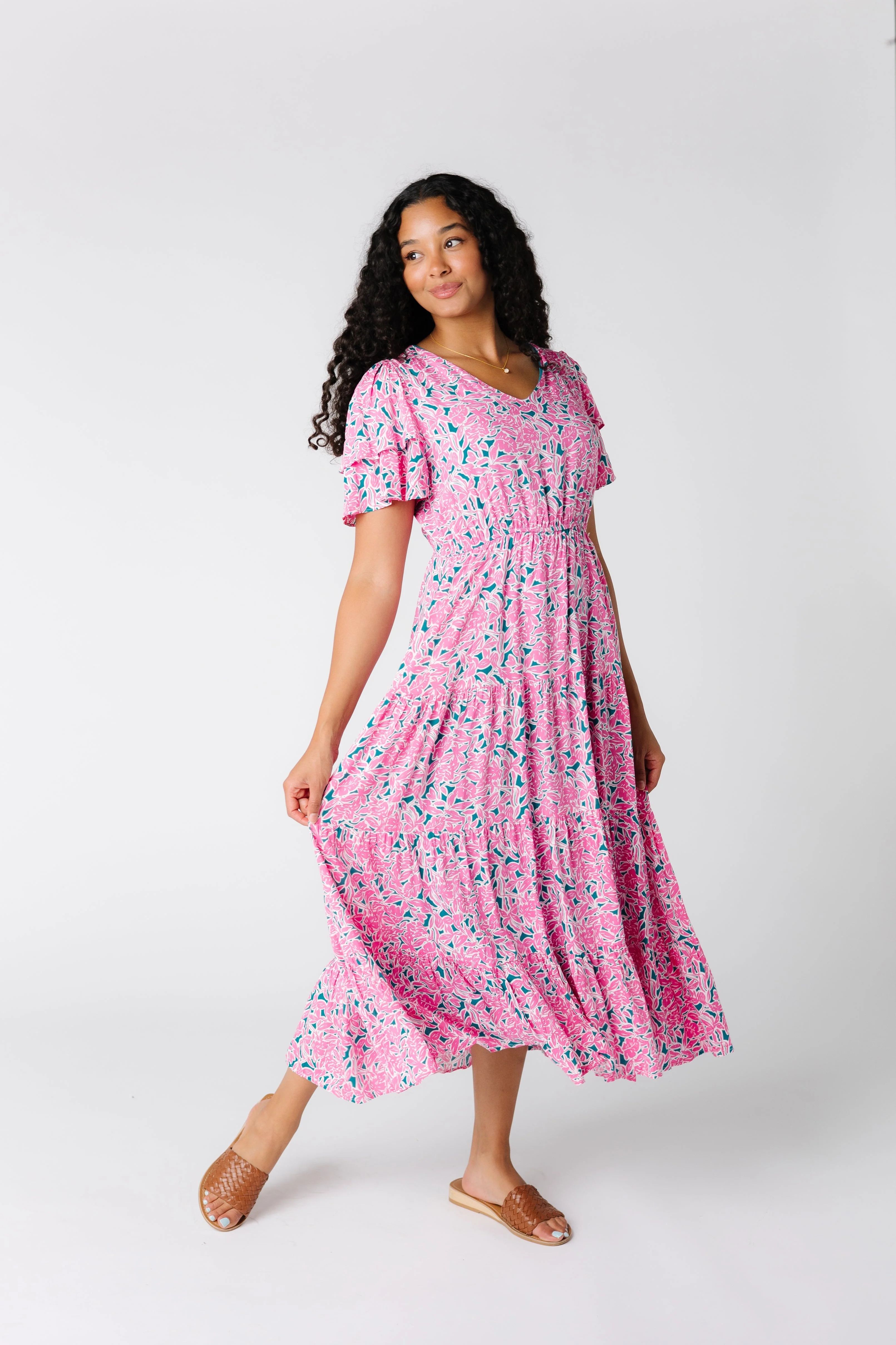 Pink Floral Midi Dress | Called To Surf