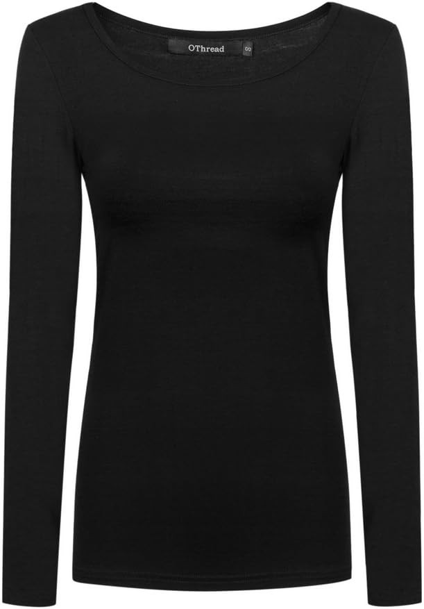 OThread & Co. Women's Long Sleeve T-Shirt Scoop Neck Basic Layer Stretchy Shirts | Amazon (US)