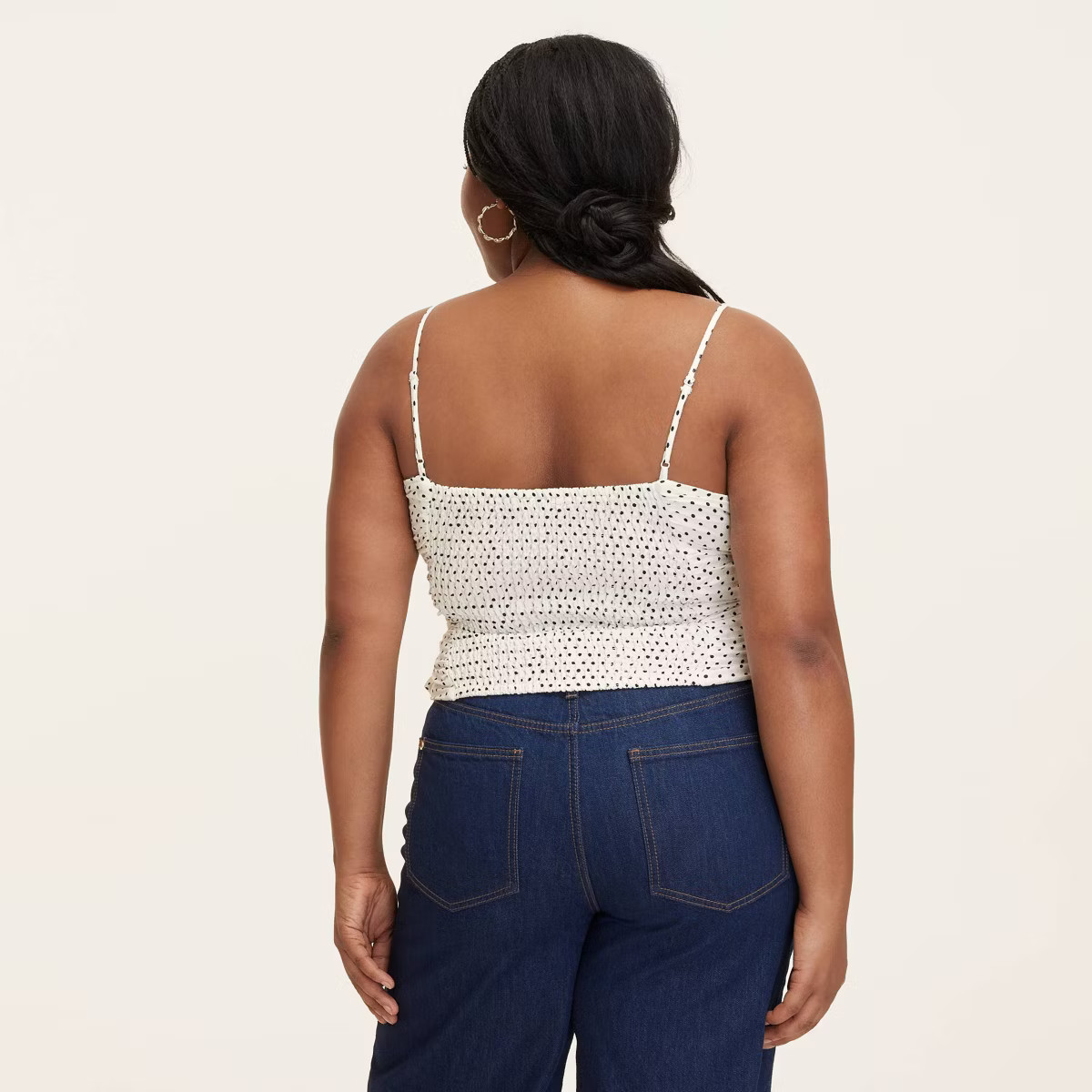 Women's Mini Polka Dot Ruched Linen Tank Top -  kate spade new york x Target Cream/Black | Target