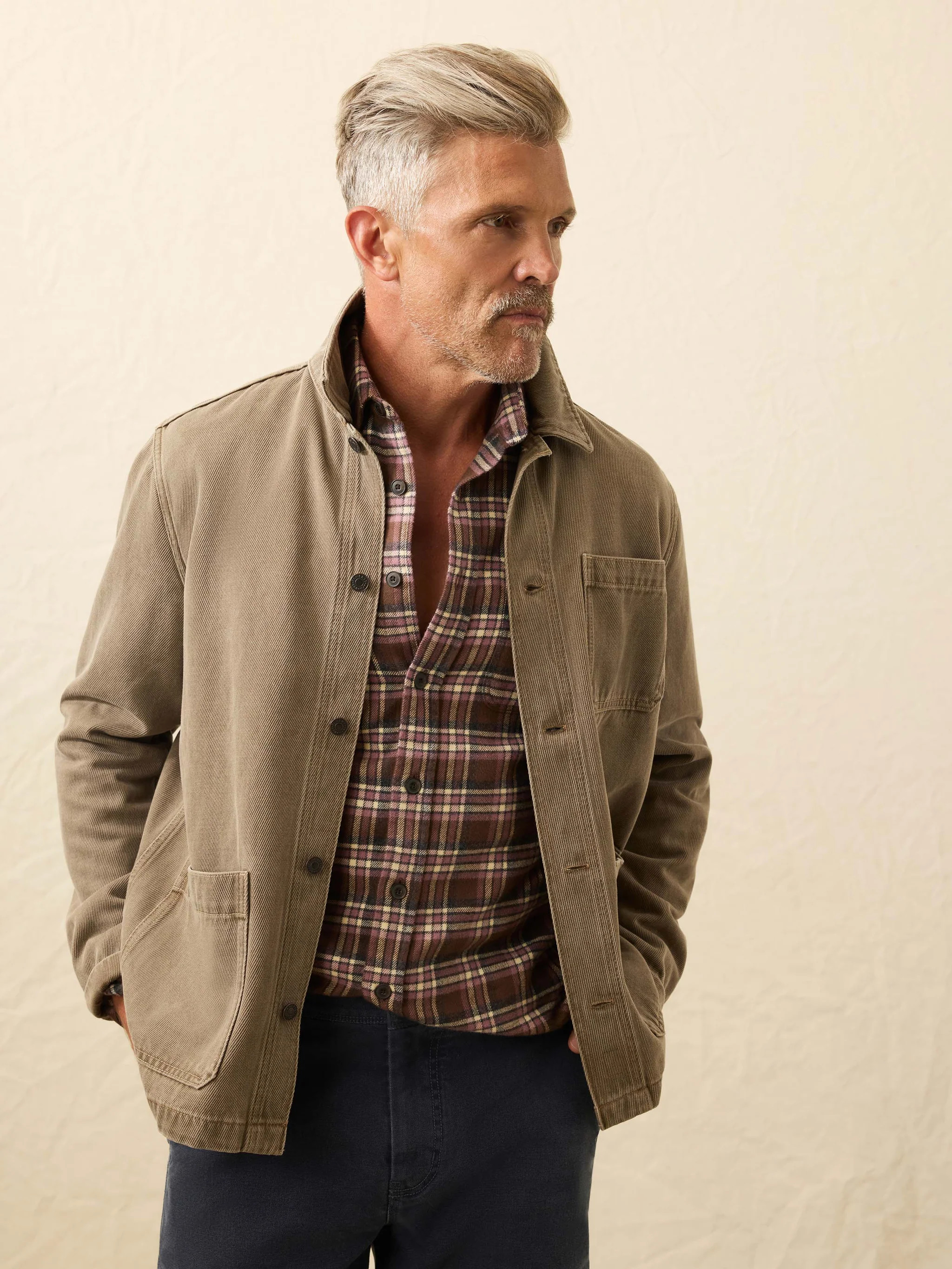 High Ridge Twill Studio Jacket - Unisex - Almond Hill Wash | Faherty