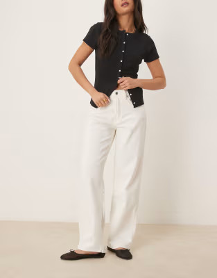 Gina Tricot baggy fit jeans in off white | ASOS (Global)