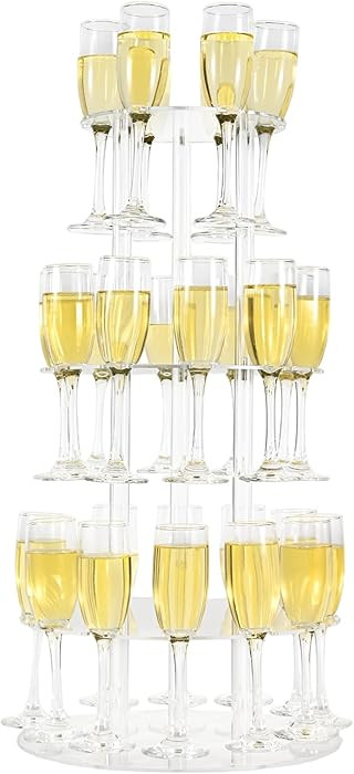 Laumffon Champagne Tower, Circle Acrylic Champagne Display Rack Stand with 28 Slots, 3 Tier Float... | Amazon (US)