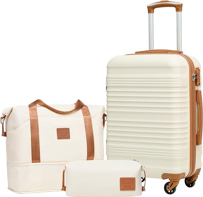 Coolife Luggage Set 3 Piece Luggage Set Carry On Suitcase Hardside Luggage with TSA Lock Spinner ... | Amazon (US)