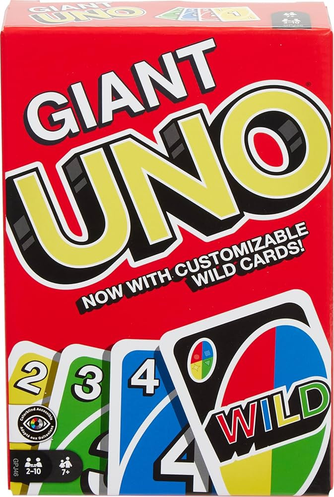 Mattel Games Giant UNO Card Game for Kid, Adult & Families, Color Blind Accessible & Customizable... | Amazon (US)