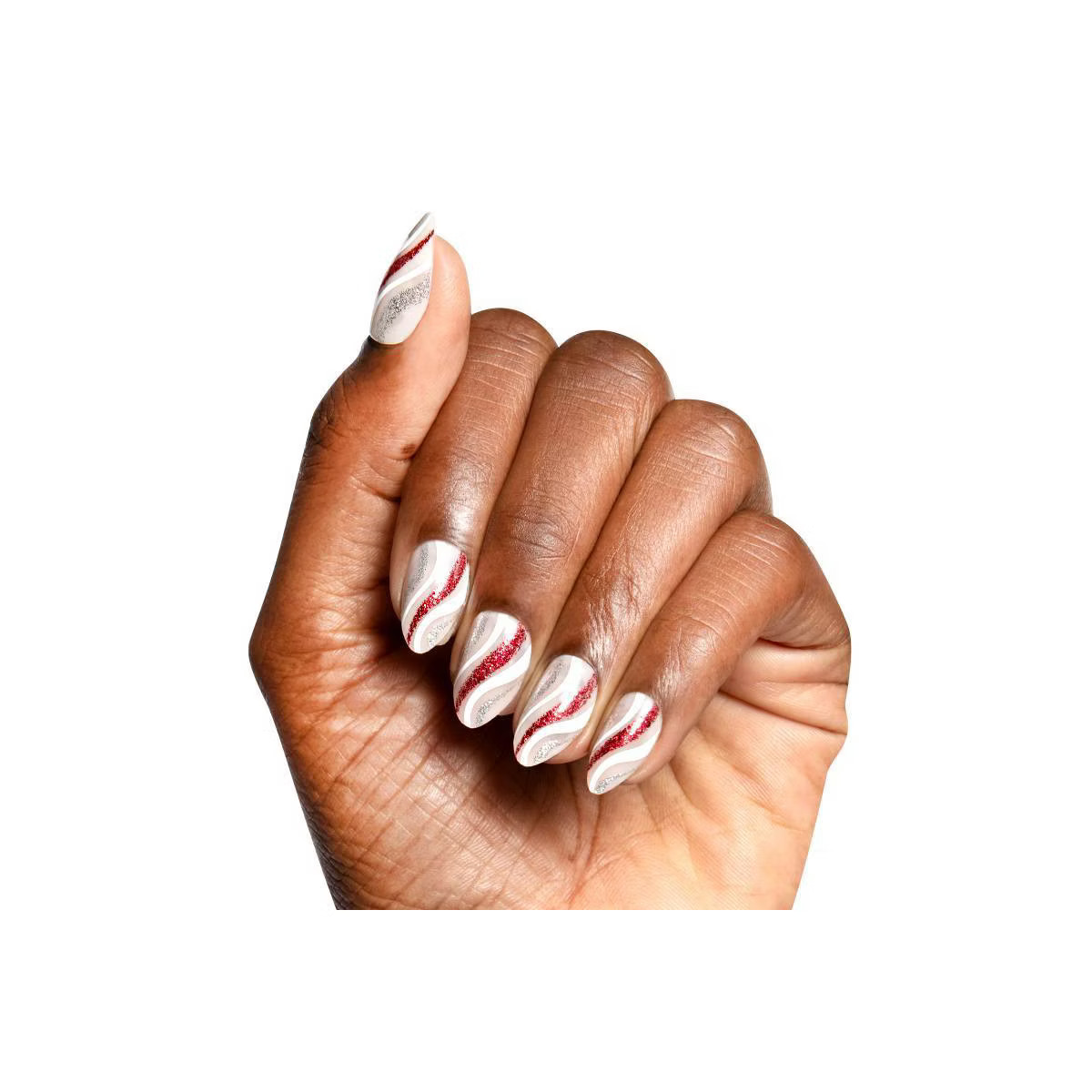 Olive & June Press-On Fake Nails - M Almond - Holiday Swirls - 42ct | Target