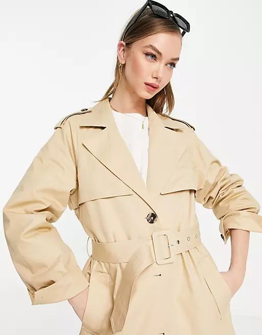 Y.A.S belted trench coat in beige | ASOS (Global)