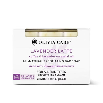 Olivia Care All-Natural Exfoliating Bar Soap Set - Lavender Latte - 15oz/3ct | Target