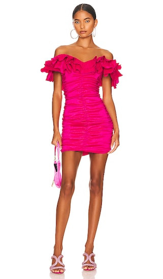 Nikolina Ruched Dress in Magenta | Revolve Clothing (Global)
