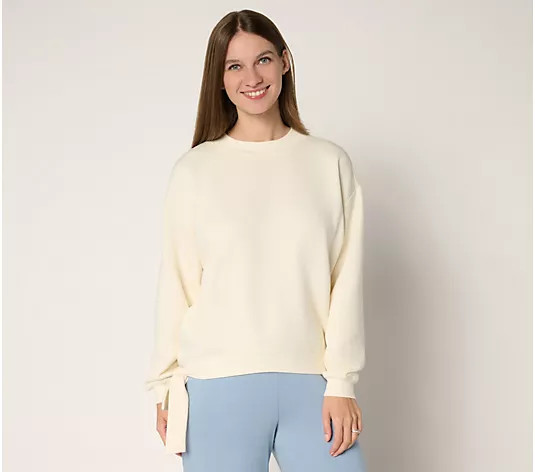 Peace Love World French Terry Sweatshirt with Ruched Sleeves - QVC.com | QVC