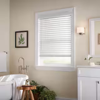 White Cordless Faux Wood Blinds for Windows with 2 in. Slats - 35 in. W x 64 in. L (Actual Size 3... | The Home Depot
