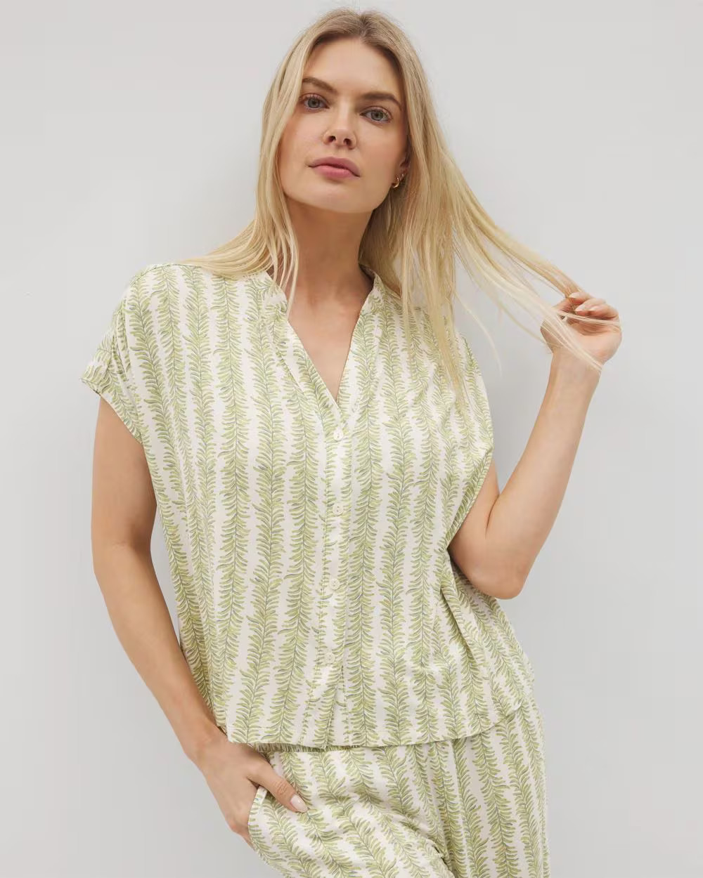 Mandarin Collar Short Sleeve Pajama Top | Soma | SOMA
