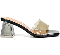 ESSEX GLAM Womens Perspex Low Heel Sandals Ladies Slip On Transparent Summer Square Toe Shoes Siz... | Amazon (UK)