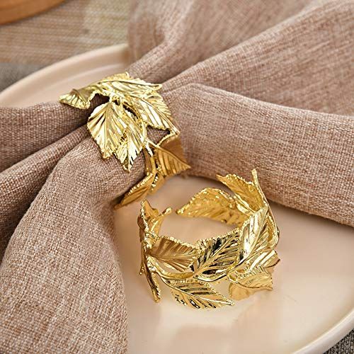 Gold Napkin Ring in Leaf Deisgn Festive Table Decor Setting and Favor for Cocktail Wedding Easter... | Walmart (US)