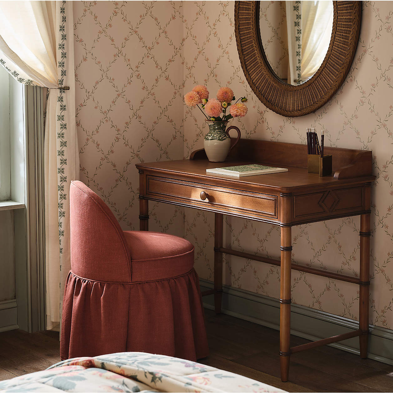 Volant Rust Red Kids Vanity Stool by Sharland England | Crate & Kids | Crate & Barrel