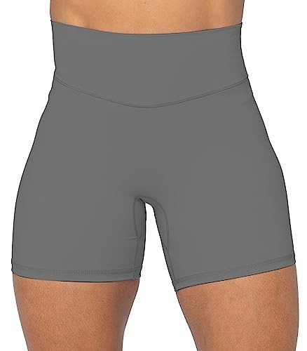 Sunzel Women's Biker Shorts in High Waist Tummy Control with No Front Seam 5" Charcoal Gray Large | Amazon (US)