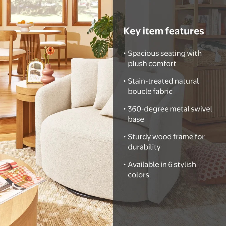 Beautiful Drew Accent Chair by Drew Barrymore, Cream Boucle | Walmart (US)