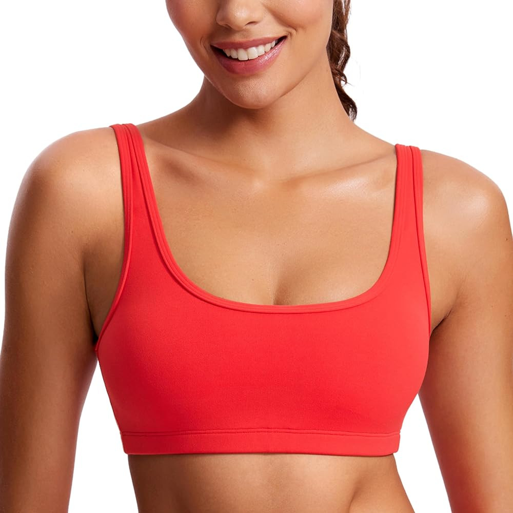 CRZ YOGA Butterluxe Mini Bra for Women - Scoop Neck Low Impact Wireless Sports Yoga Padded Workou... | Amazon (US)