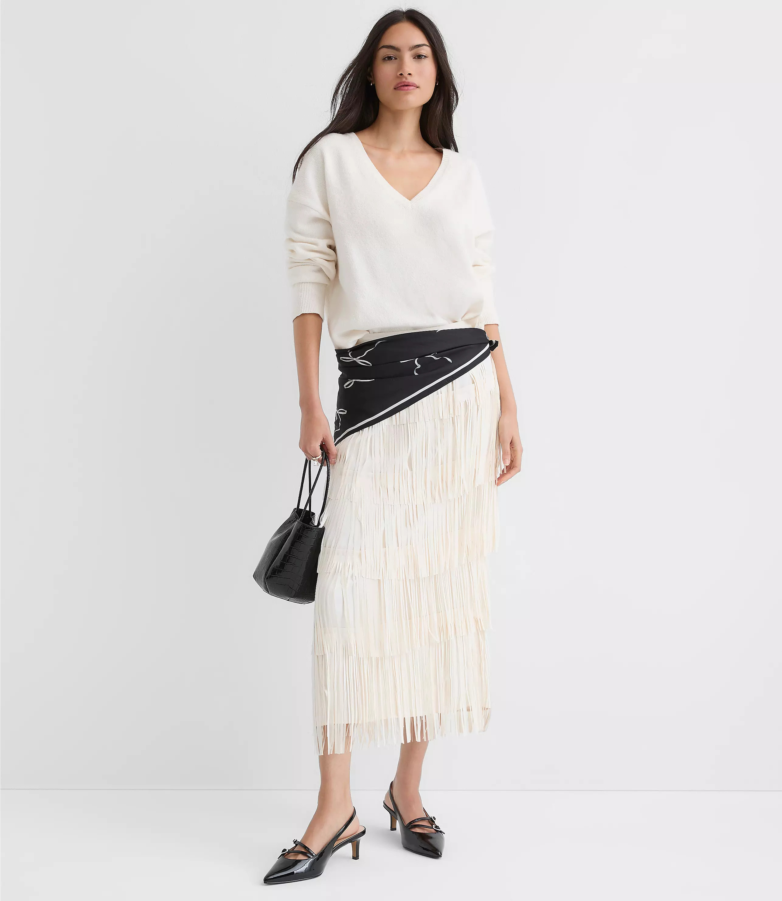 Petite Fringe Midi Skirt | LOFT