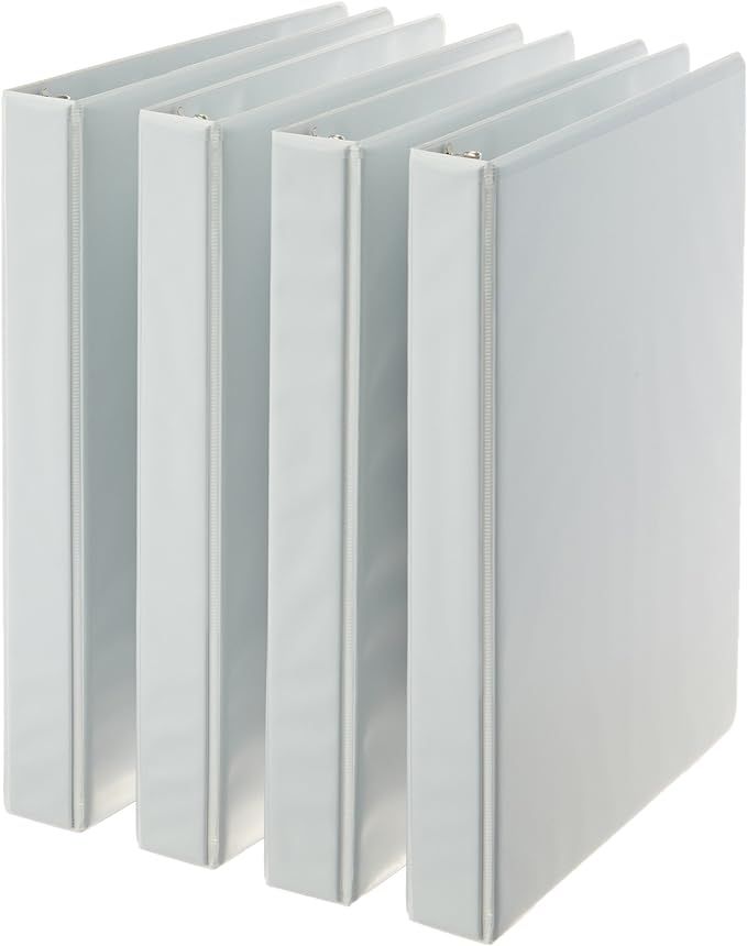 Amazon Basics 3-Ring Binder, 1-Inch - White, 4-Pack | Amazon (US)