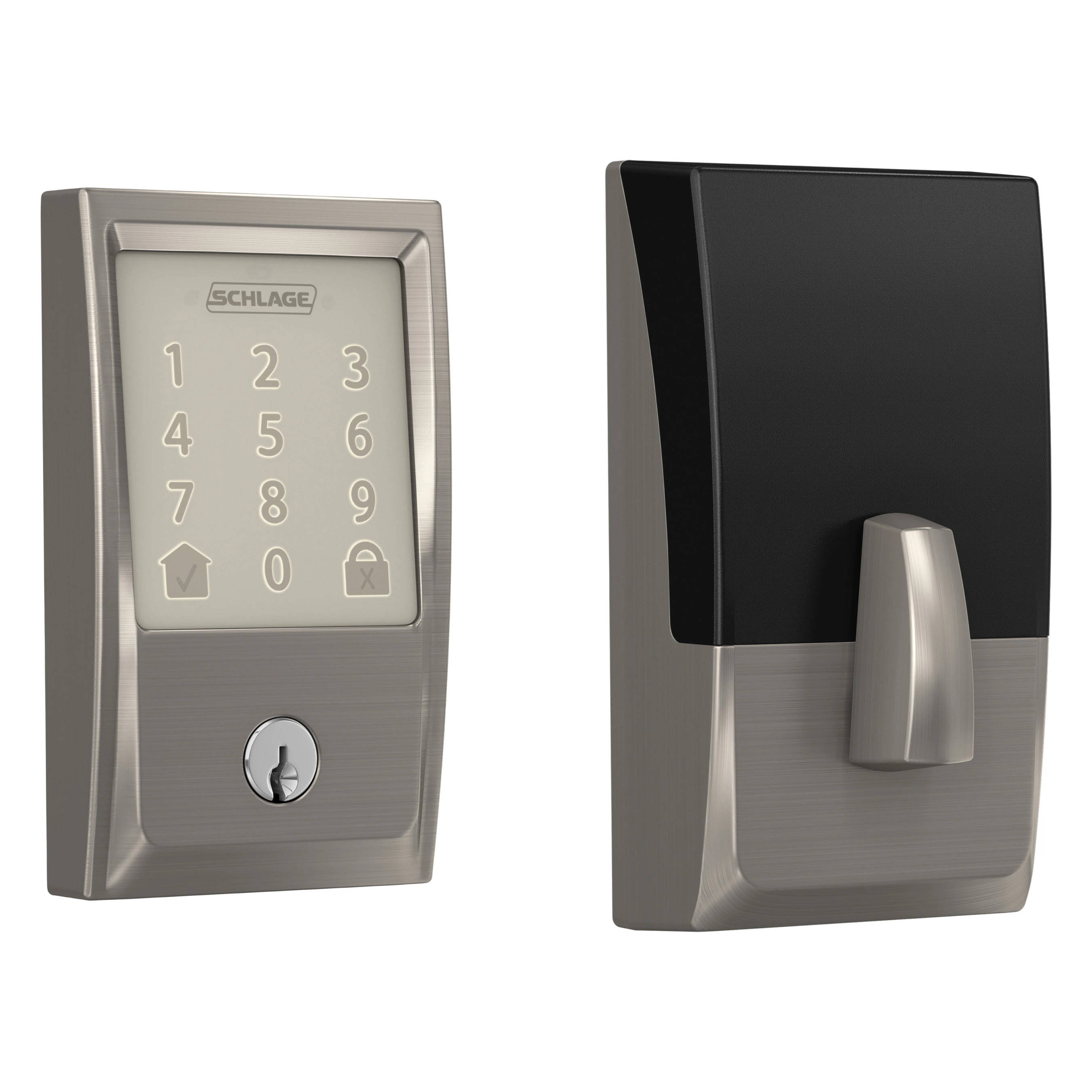 Schlage Encode Century Satin Nickel Smart Wi-Fi and Bluetooth Touchscreen Keypad Electronic Deadbolt Lock | BE489WB V CEN 619 | Lowe's