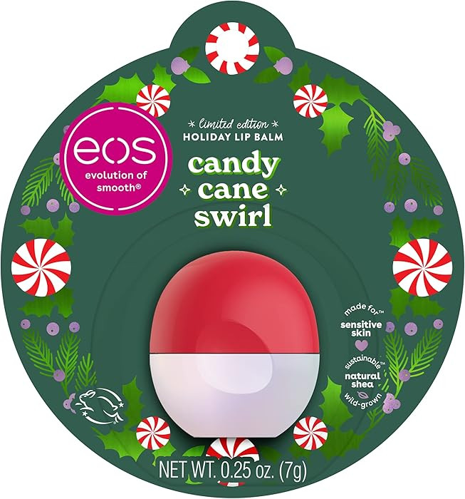 Eos Limited Edition Holiday Lip Balm, Candy Cane Swirl, Christmas Gifts & Stocking Stuffers, Lip ... | Amazon (US)