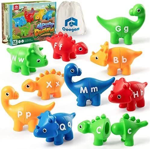 Coogam Matching Letters Fine Motor Toy, 26 PCS Double-Sided ABC Dinosaur Alphabet Match Game with... | Amazon (US)