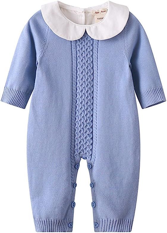 Baby & Little Boy Girl Peter Pan Collar Knit Sweater Romper Outfit Clothes Twin Baby Clothing Jum... | Amazon (US)